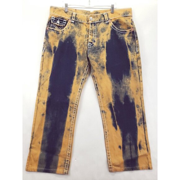 True Religion Other - True Religion Joey Super T Jeans Mens 42 Blue Orange Tie Dye 100% Cotton Pockets